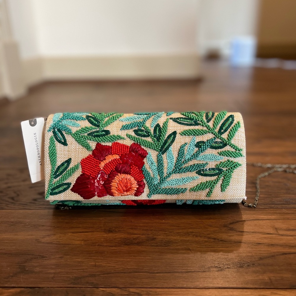 NWT Anthropologie floral clutch/crossbody